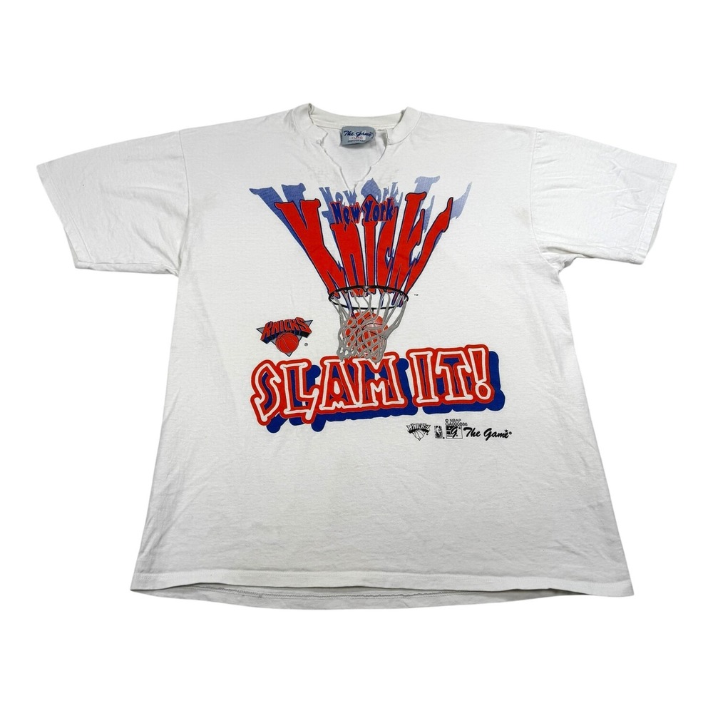 Vintage New York Knicks Shirt Mens XL White NBA Basketball Slam It The Game 90s